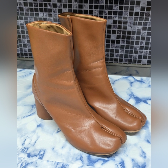 Boots Split Toe High Heel Women Boots Leather Women Shoes - Picture 2 of 11